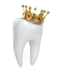 white tooth wearing jeweled crown, Sterling Heights, MI crowns and bridges